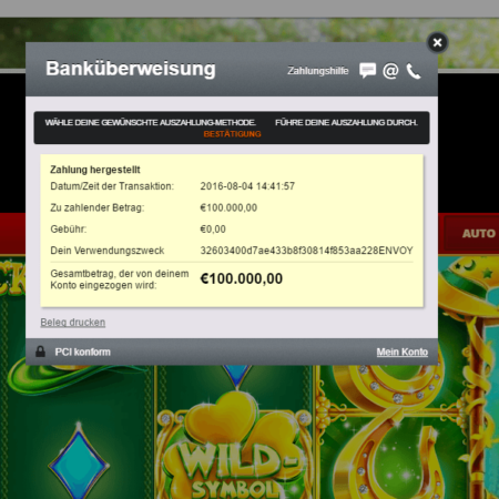 Betsson Casino Win - $100,000 won