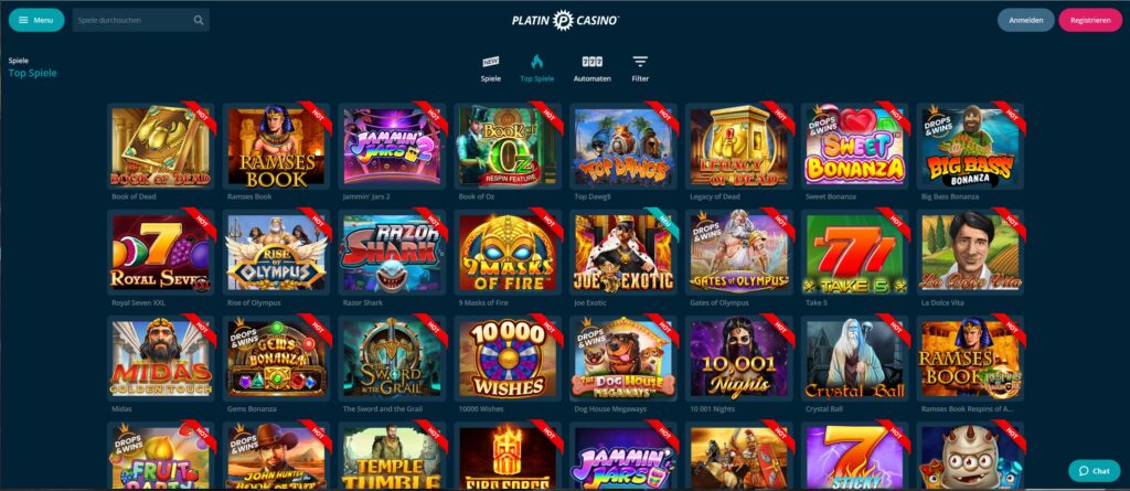 platinum casino games